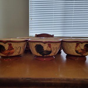 Discontinued Tuscan Rooster Ice Cream Bowls Set of 3
